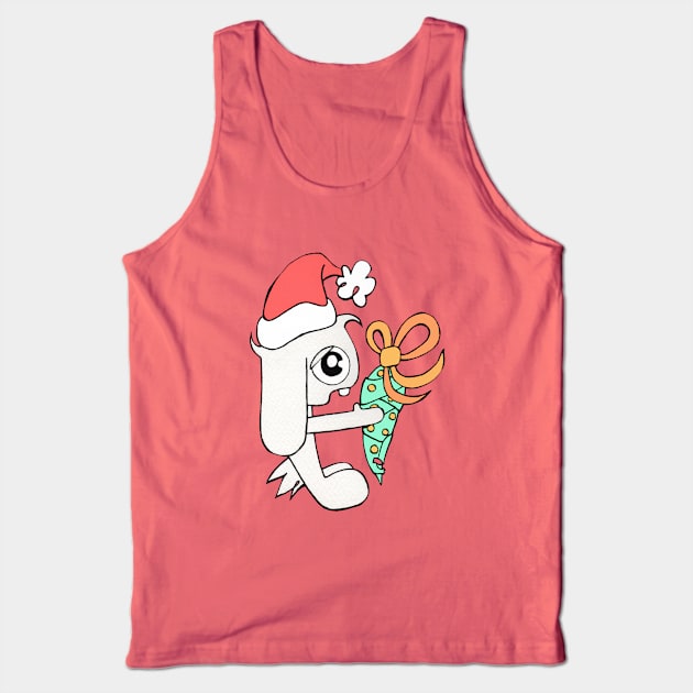 Bunny Christmas Present Tank Top by badlydrawnbabe